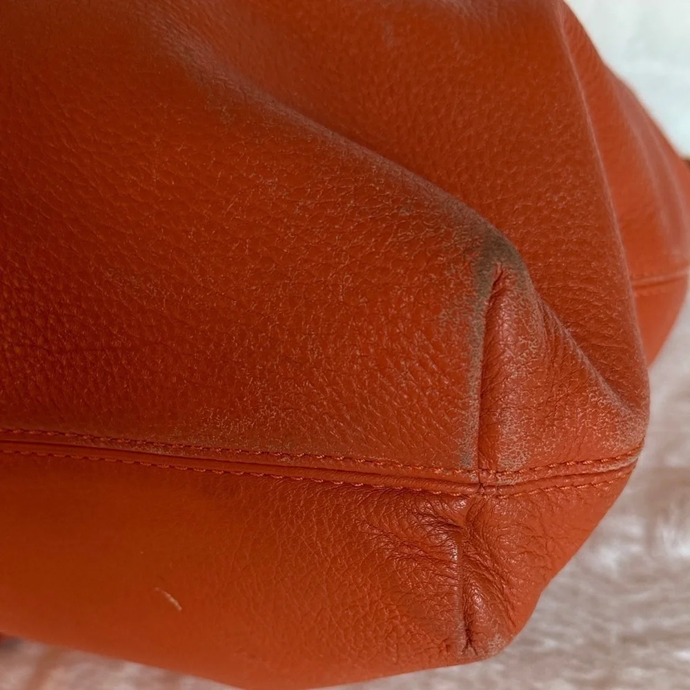 Michael Kors Leather Chain Strap Hobo Leather Shoulder Bag - Burnt Orange
